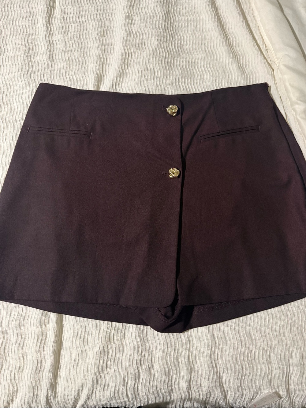 Zara Black Skort with Gold Button Accents
